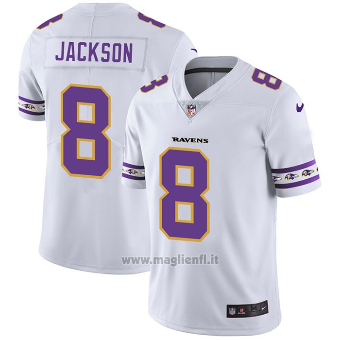 Maglia NFL Limited Baltimore Ravens Jackson Team Logo Fashion Bianco